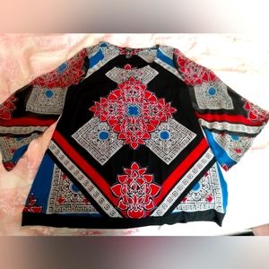 Women's multi color bohemian style tunic top